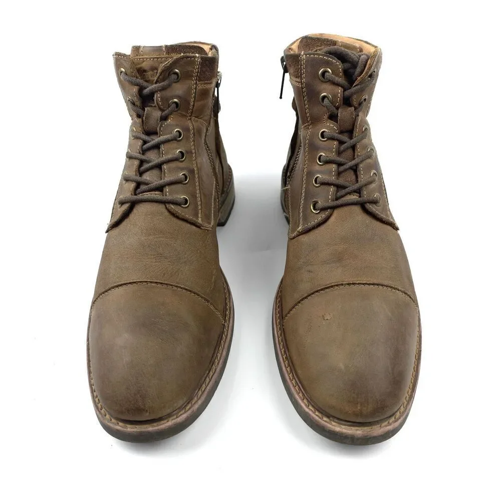 FLORSHEIM Lodge Cap Toe Brown Leather Boots Western Boho Bespoke Indie Cowboy